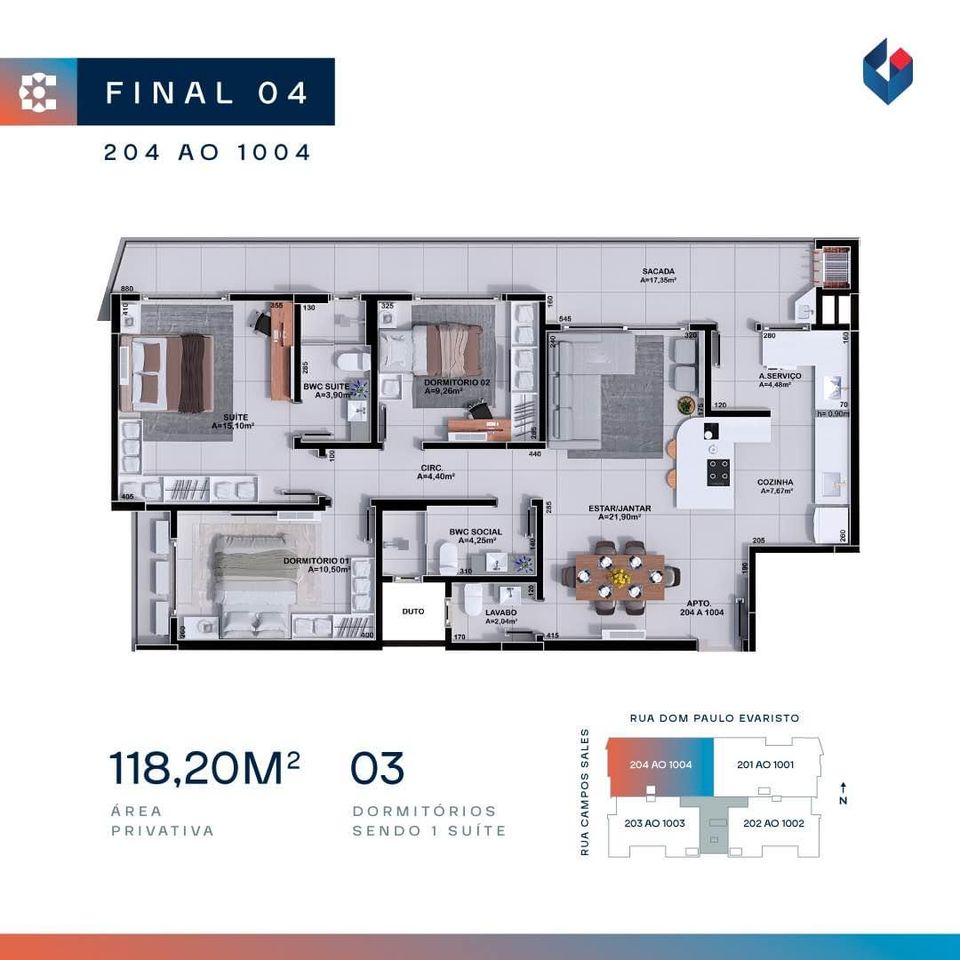 Imagem Apartamento com 3 Quartos à Venda, 118 m²em Michel - Criciúma