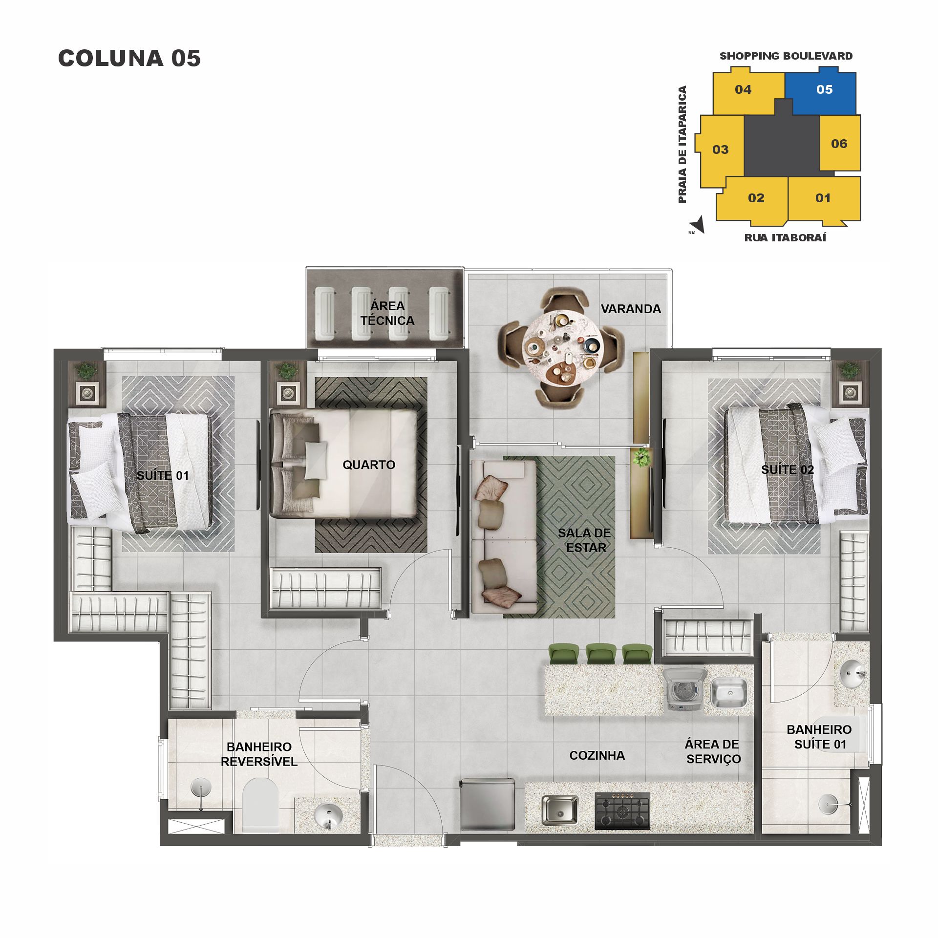 Imagem Apartamento com 3 Quartos à Venda, 80 m² em Praia de Itaparica - Vila Velha Imagem Apartamento com 3 Quartos à Venda, 80 m² em Praia de Itaparica - Vila Velha
