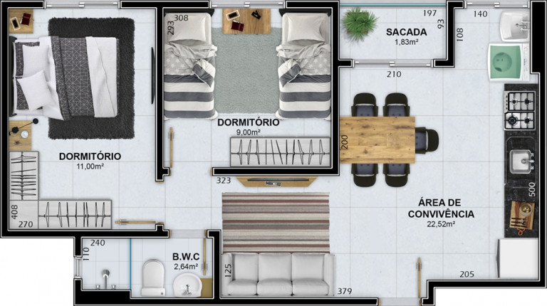 Imagem Apartamento com 2 Quartos à Venda, 53 m² em Rio Maina - Criciúma Imagem Apartamento com 2 Quartos à Venda, 53 m² em Rio Maina - Criciúma