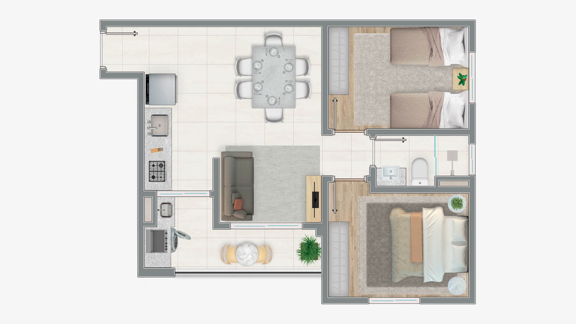 Imagem Apartamento com 2 Quartos à Venda, 49 m²em São Pedro - Osasco