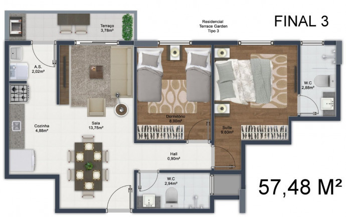 Imagem Apartamento com 2 Quartos à Venda, 56 m² em Mirim - Praia Grande