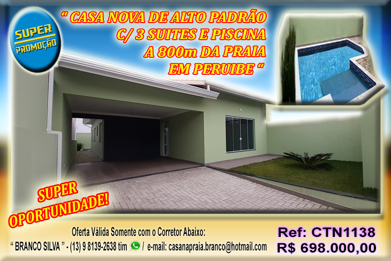 Casa com 3 Quartos à Venda, 240 m²em Balneário São José - Peruibe