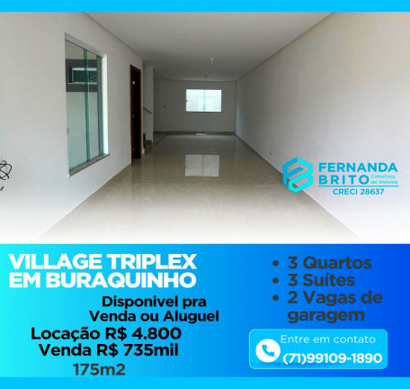 Imagem Casa de Condomínio com 3 Quartos à Venda ou Locação, 175 m²em Buraquinho - Lauro de Freitas Imagem Casa de Condomínio com 3 Quartos à Venda ou Locação, 175 m²em Buraquinho - Lauro de Freitas