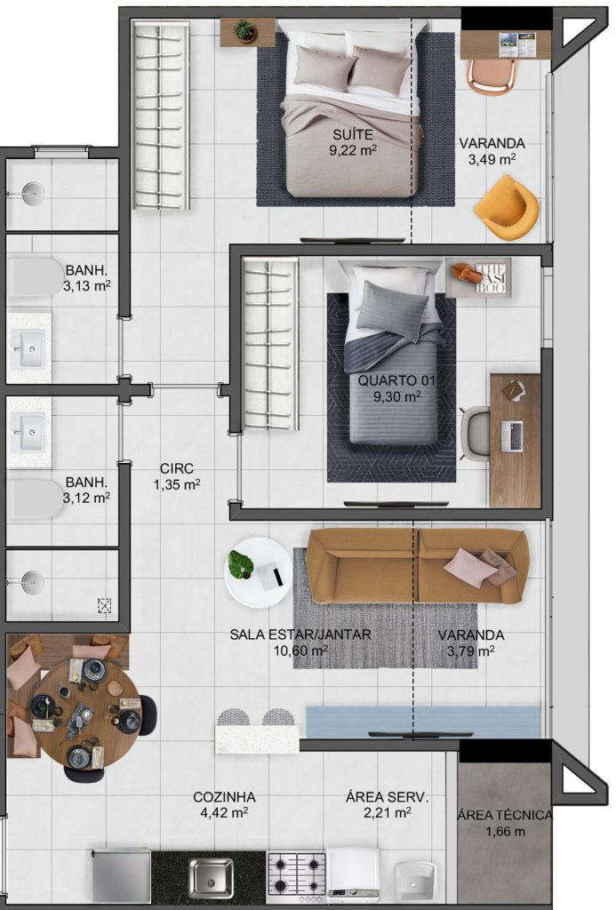 Imagem Apartamento com 2 Quartos à Venda, 60 m² em Interlagos - Vila Velha