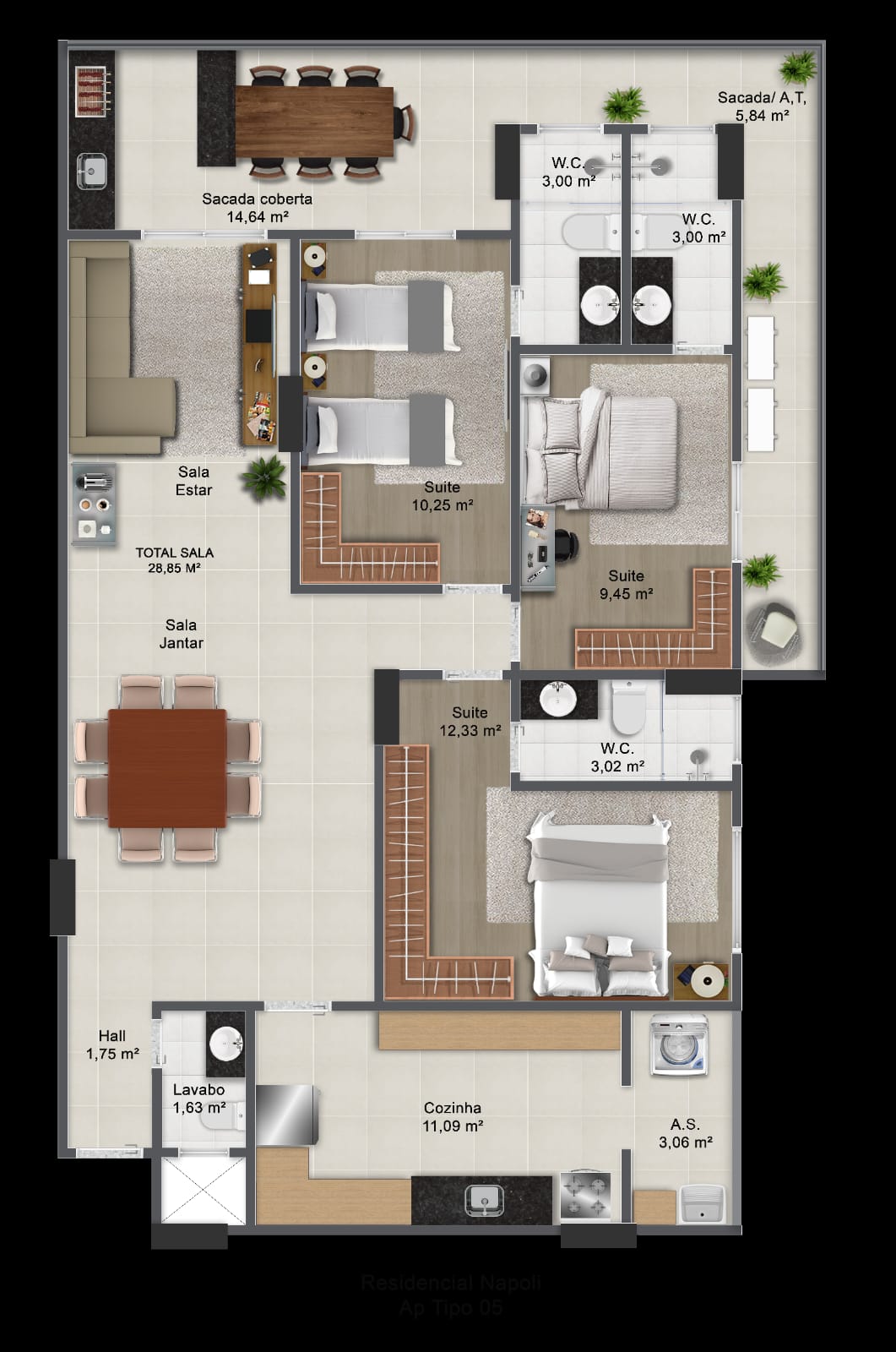 Imagem Apartamento com 3 Quartos à Venda, 121 m²em Guilhermina - Praia Grande