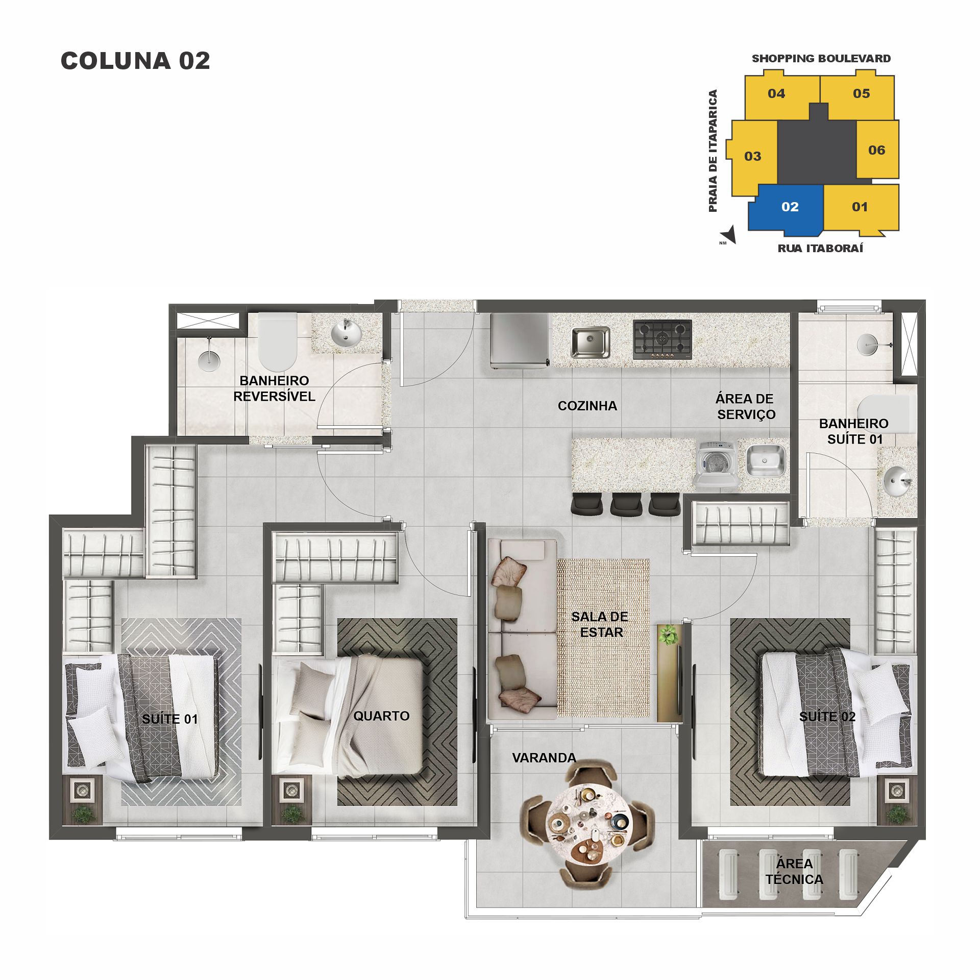 Imagem Apartamento com 3 Quartos à Venda, 80 m² em Praia de Itaparica - Vila Velha Imagem Apartamento com 3 Quartos à Venda, 80 m² em Praia de Itaparica - Vila Velha