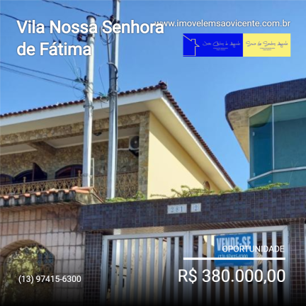 Imagem Casa com 3 Quartos à Venda, em Vila Nossa Senhora de Fátima - São Vicente Imagem Casa com 3 Quartos à Venda, em Vila Nossa Senhora de Fátima - São Vicente