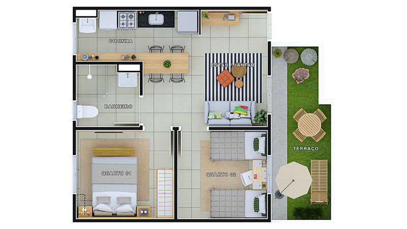 Imagem Apartamento com 2 Quartos à Venda, 39 m²em Parque dos Lagos - Ribeirão Preto