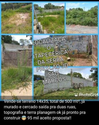 Terreno à Venda, 500 m² em Jardim São Marcos - Itapecerica da Serra