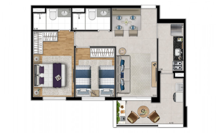 Imagem Apartamento com 2 Quartos à Venda, 59 m² em Ferreira - São Paulo