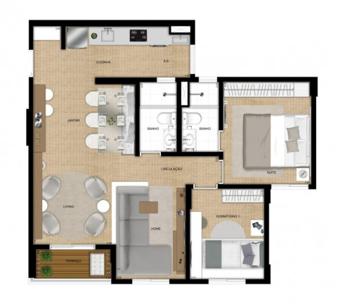 Imagem Apartamento com 2 Quartos à Venda, 53 m² em Jardim Independência - São Paulo