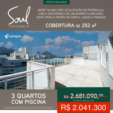 Imagem Cobertura com 3 Quartos à Venda, em Barra da Tijuca - Rio de Janeiro Imagem Cobertura com 3 Quartos à Venda, em Barra da Tijuca - Rio de Janeiro