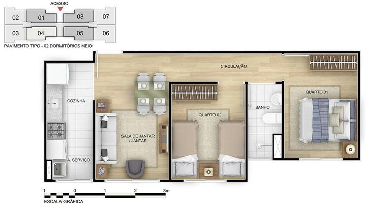Apartamento com 2 Quartos à Venda, 40 m² em Cosmos - Rio De Janeiro