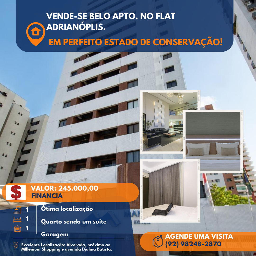 Imagem Apartamento com 1 Quarto à Venda, 50 m²em Adrianópolis - Manaus