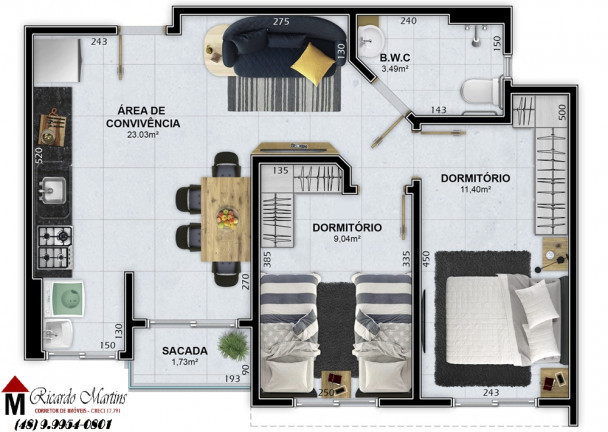 Imagem Apartamento com 2 Quartos à Venda, 53 m² em Santa Augusta - Criciúma Imagem Apartamento com 2 Quartos à Venda, 53 m² em Santa Augusta - Criciúma