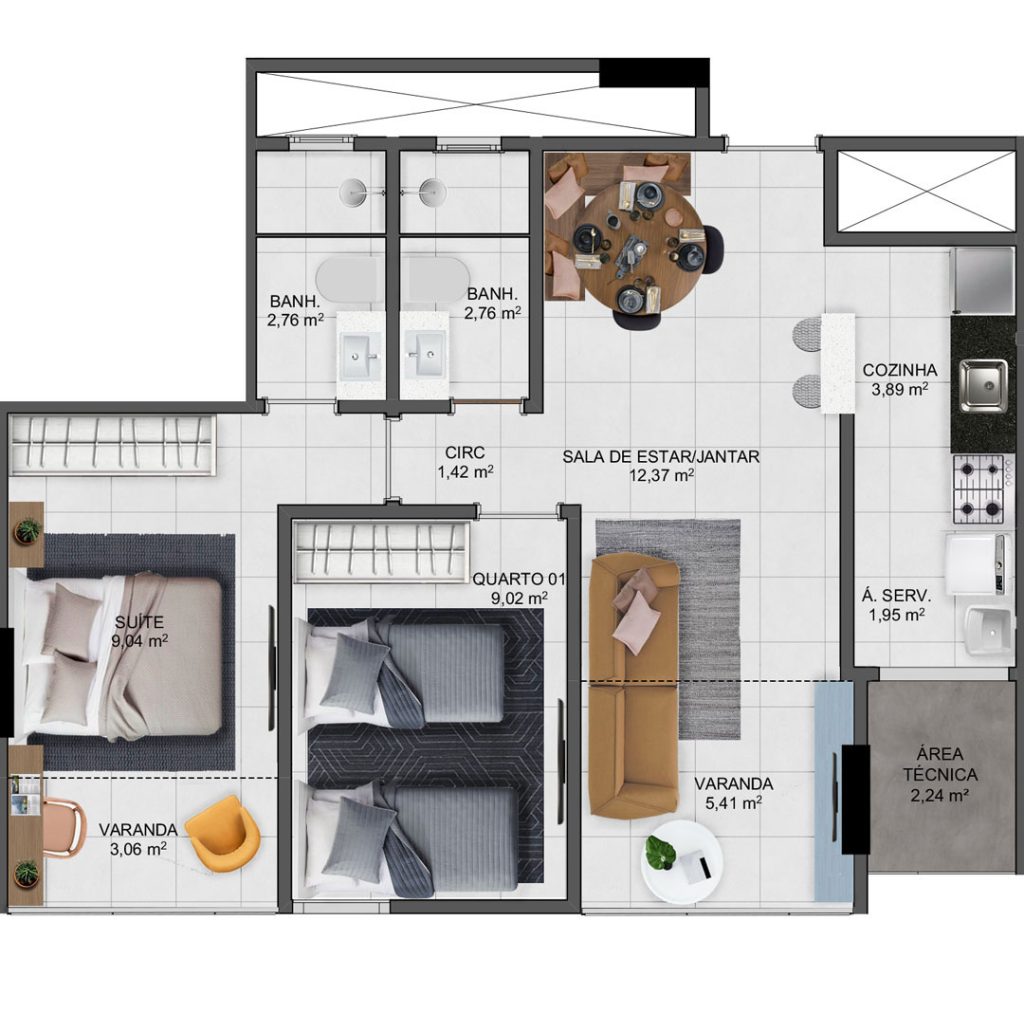 Imagem Apartamento com 2 Quartos à Venda, 60 m² em Interlagos - Vila Velha