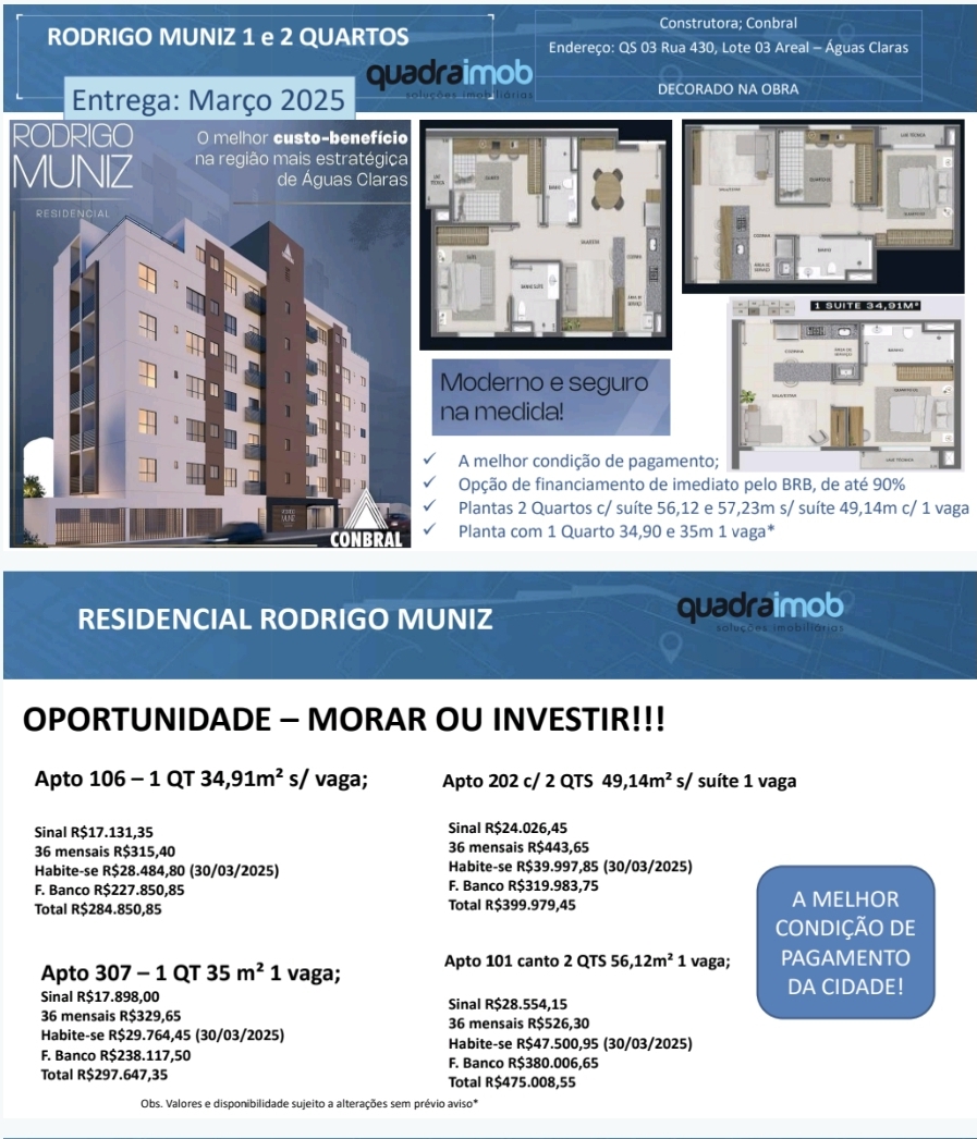 Imagem Apartamento com 1 Quarto à Venda, 30 m²em Sul (Águas Claras) - Brasília