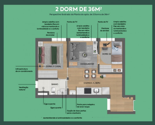 Imagem Apartamento com 2 Quartos à Venda, 37 m² em República - São Paulo