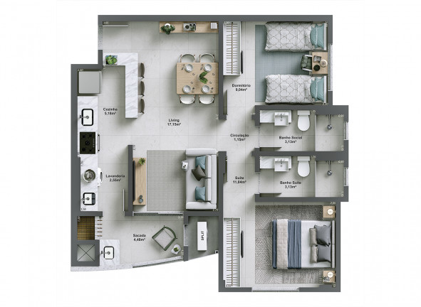 Imagem Apartamento com 3 Quartos à Venda, 86 m²em Centro - Içara Imagem Apartamento com 3 Quartos à Venda, 86 m²em Centro - Içara