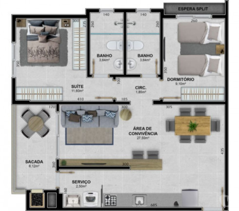 Imagem Apartamento com 3 Quartos à Venda, 87 m² em Brasília - Criciúma