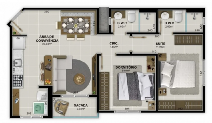 Imagem Apartamento com 2 Quartos à Venda, 61 m² em Centro - Criciúma Imagem Apartamento com 2 Quartos à Venda, 61 m² em Centro - Criciúma