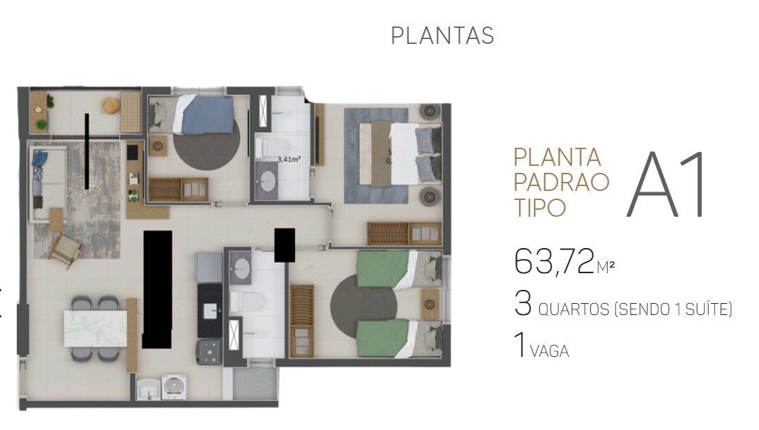 Imagem Apartamento com 3 Quartos à Venda, 63 m² em Sapiranga-coité - Fortaleza