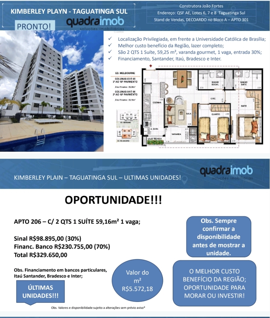 Imagem Apartamento com 1 Quarto à Venda, 30 m²em Sul (Águas Claras) - Brasília