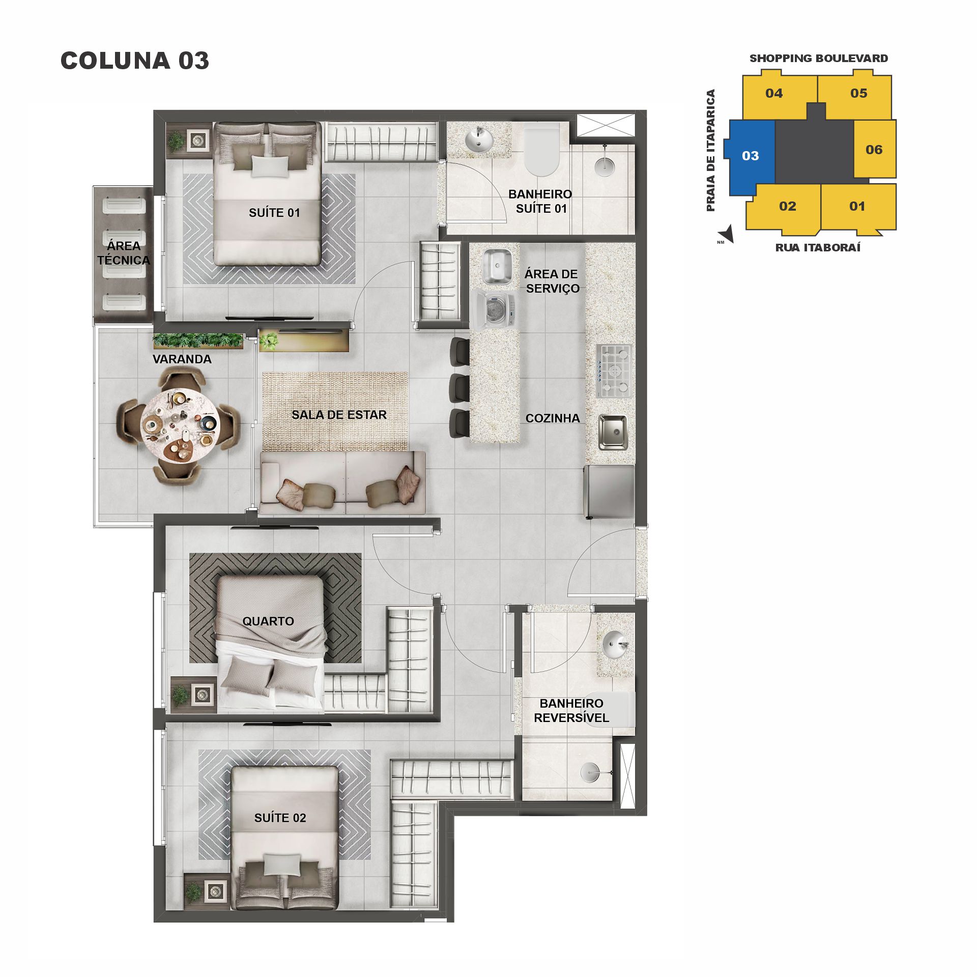 Imagem Apartamento com 3 Quartos à Venda, 80 m² em Praia de Itaparica - Vila Velha Imagem Apartamento com 3 Quartos à Venda, 80 m² em Praia de Itaparica - Vila Velha