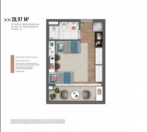 Imagem Studio à Venda, 28 m² em Santo Amaro - São Paulo Imagem Studio à Venda, 28 m² em Santo Amaro - São Paulo