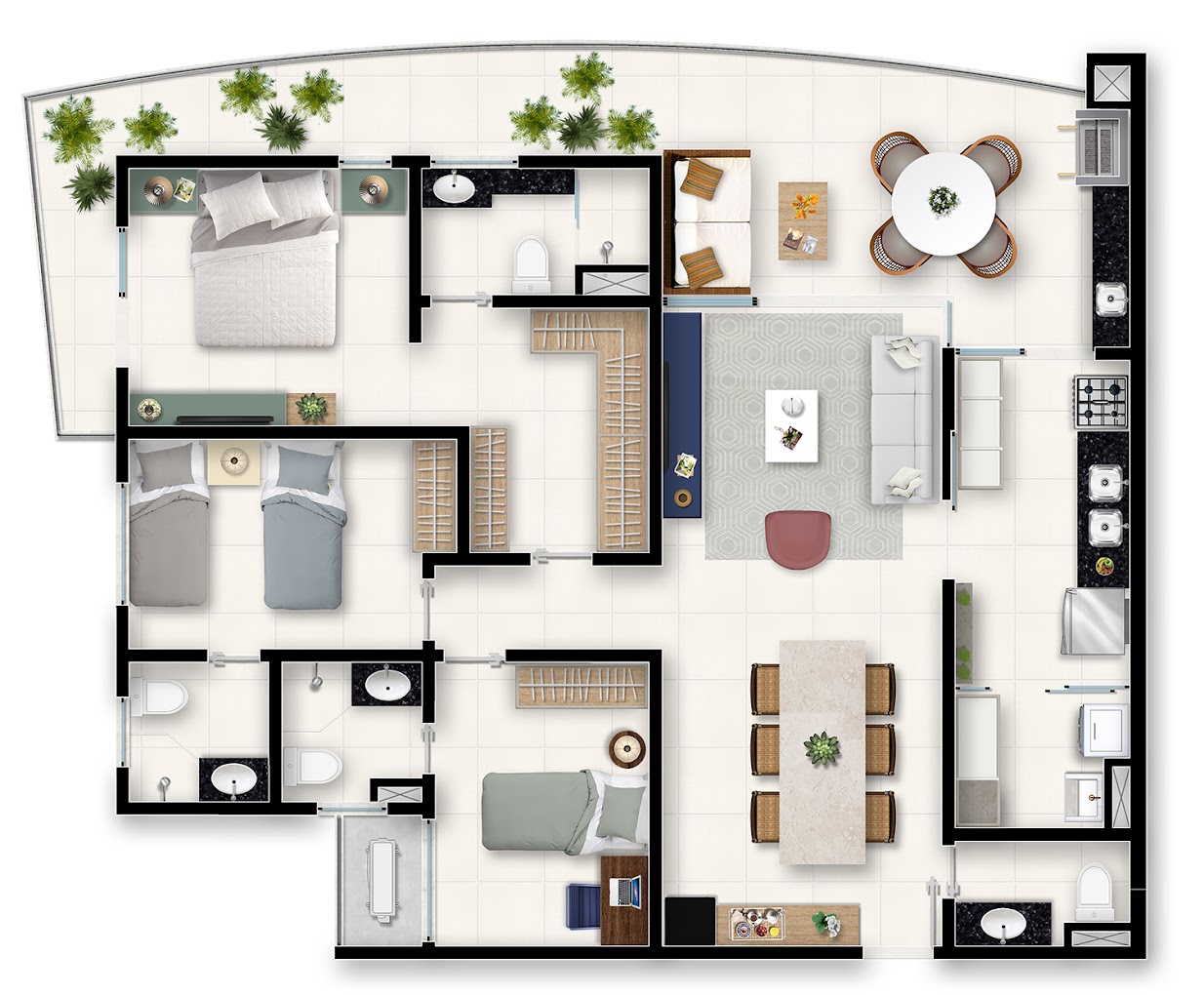 Imagem Apartamento com 3 Quartos à Venda, 90 m² em Tamatanduba - Eusébio