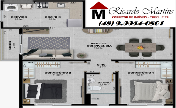 Imagem Apartamento com 2 Quartos à Venda, em Vila Rica - Criciúma Imagem Apartamento com 2 Quartos à Venda, em Vila Rica - Criciúma