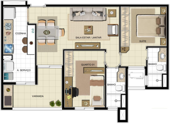 Imagem Apartamento com 3 Quartos à Venda, 86 m² em Flores - Manaus Imagem Apartamento com 3 Quartos à Venda, 86 m² em Flores - Manaus