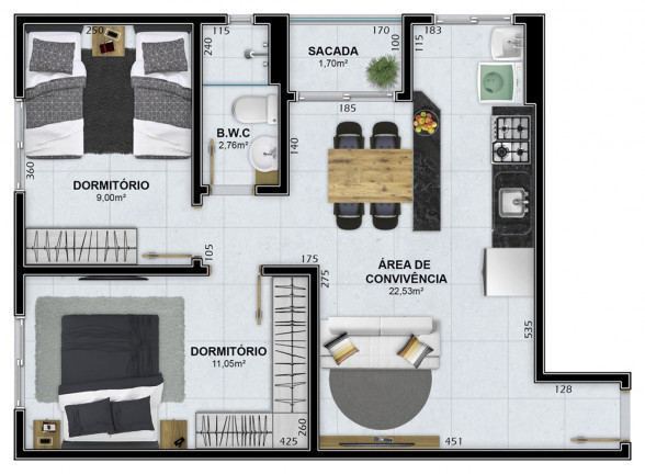 Imagem Apartamento com 2 Quartos à Venda, 53 m² em Santa Augusta - Criciúma Imagem Apartamento com 2 Quartos à Venda, 53 m² em Santa Augusta - Criciúma