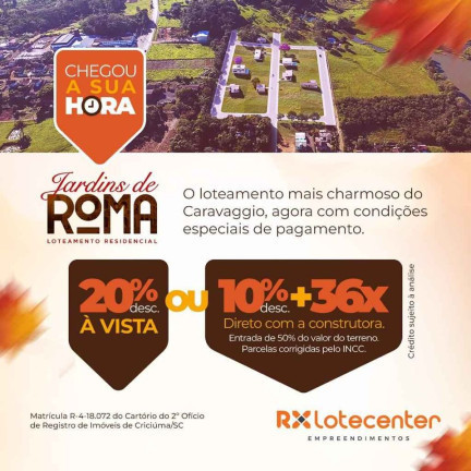 Imagem Terreno à Venda, em Caravággio - Nova Veneza Imagem Terreno à Venda, em Caravággio - Nova Veneza