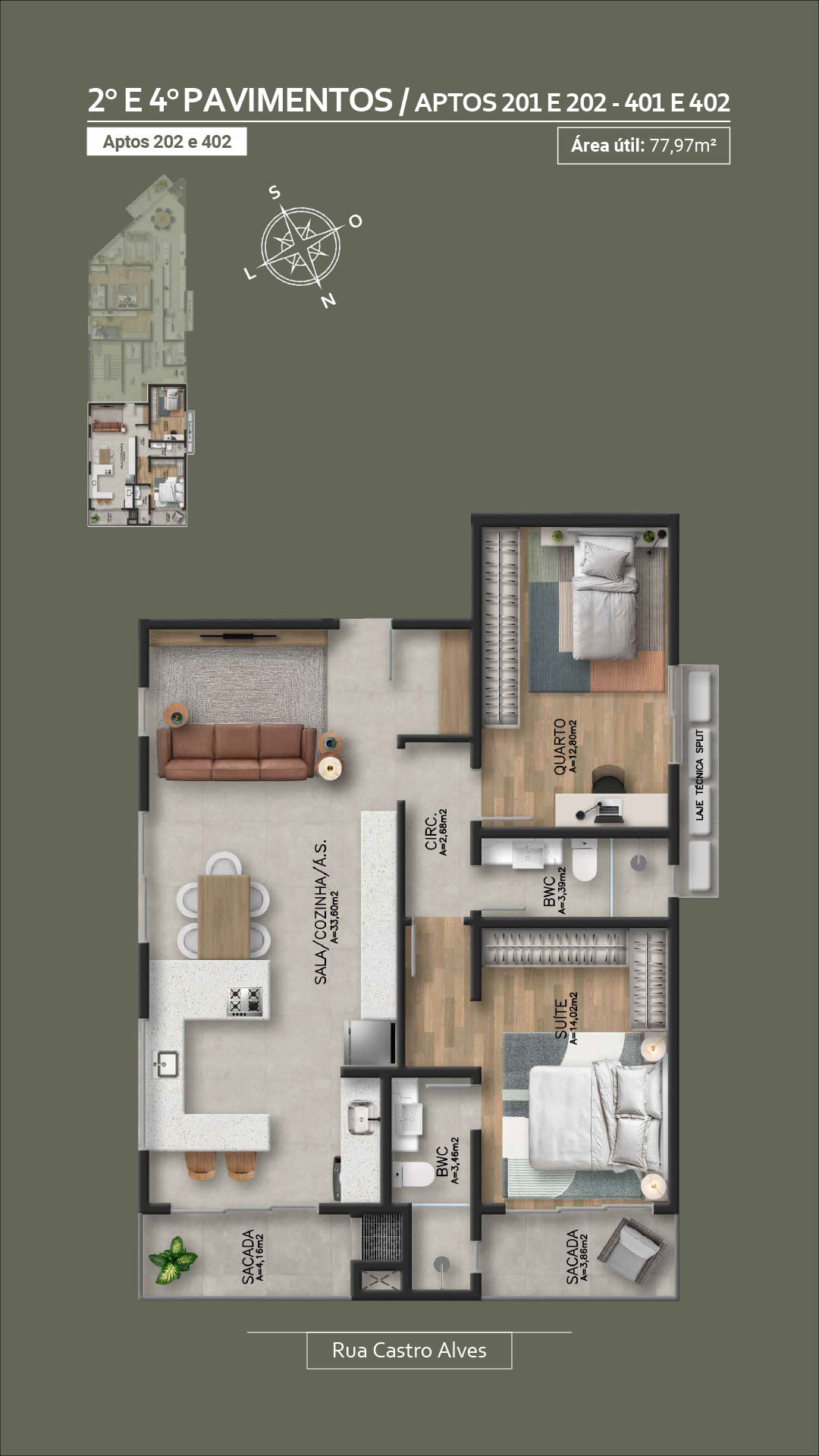 Apartamento com 2 Quartos à Venda, 77 m² em Balneário - Florianópolis