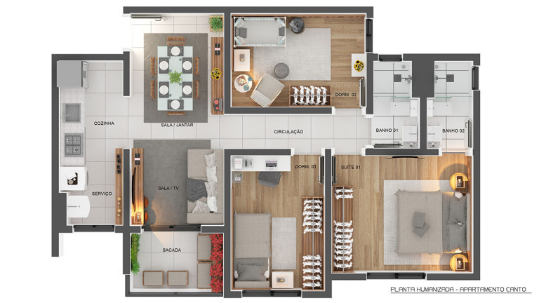 Imagem Apartamento com 2 Quartos à Venda, em Jardim Terramérica III - Americana Imagem Apartamento com 2 Quartos à Venda, em Jardim Terramérica III - Americana