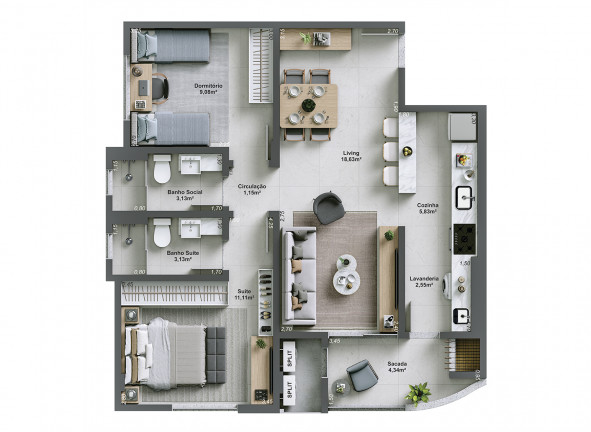 Imagem Apartamento com 3 Quartos à Venda, 86 m²em Centro - Içara Imagem Apartamento com 3 Quartos à Venda, 86 m²em Centro - Içara