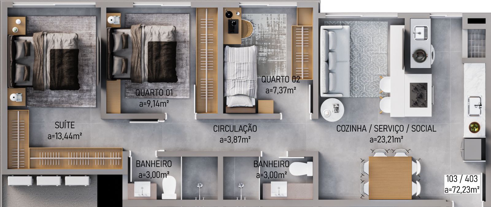 Imagem Apartamento com 3 Quartos à Venda, 72 m² em Pedra Branca - Palhoça