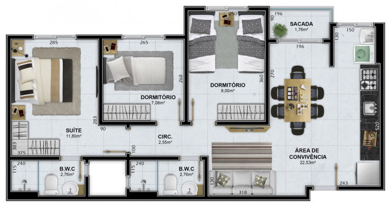 Imagem Apartamento com 2 Quartos à Venda, 53 m² em Santa Augusta - Criciúma Imagem Apartamento com 2 Quartos à Venda, 53 m² em Santa Augusta - Criciúma