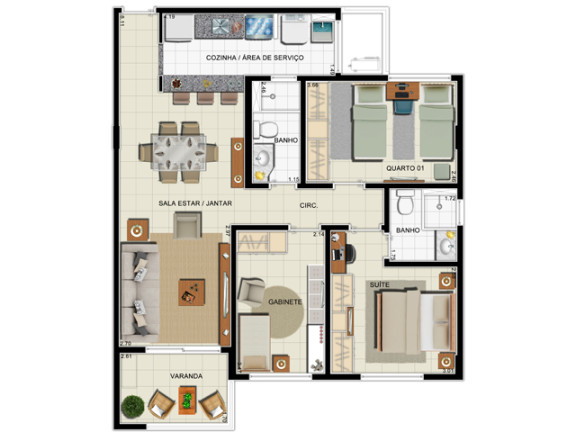 Imagem Apartamento com 3 Quartos à Venda, 77 m² em Aleixo - Manaus