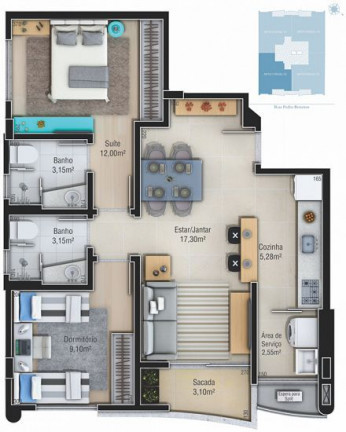 Imagem Apartamento com 2 Quartos à Venda, em Centro - Criciúma Imagem Apartamento com 2 Quartos à Venda, em Centro - Criciúma