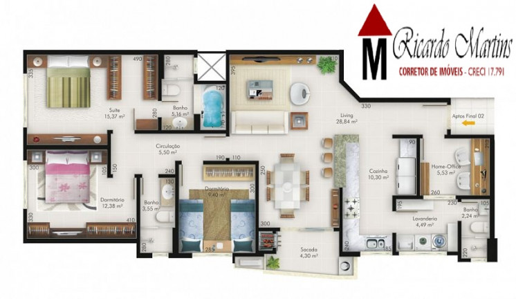 Imagem Apartamento com 3 Quartos à Venda, 122 m² em Centro - Criciúma