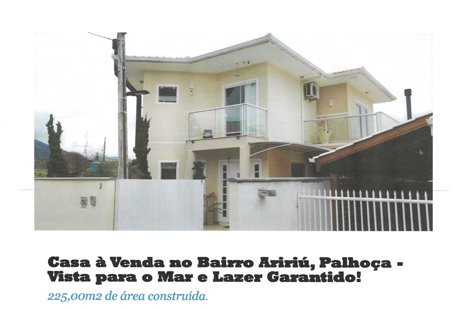 Imagem Sobrado com 3 Quartos à Venda, 222 m²em Barra do Aririú - Palhoça