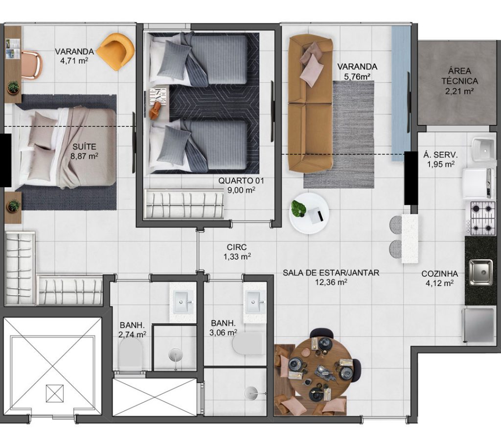 Imagem Apartamento com 2 Quartos à Venda, 60 m² em Interlagos - Vila Velha
