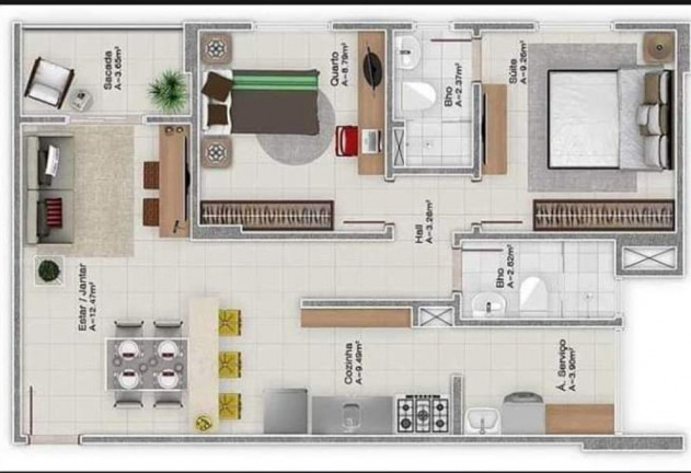 Imagem Apartamento com 2 Quartos à Venda, 64 m² em Coqueiro - Belém Imagem Apartamento com 2 Quartos à Venda, 64 m² em Coqueiro - Belém