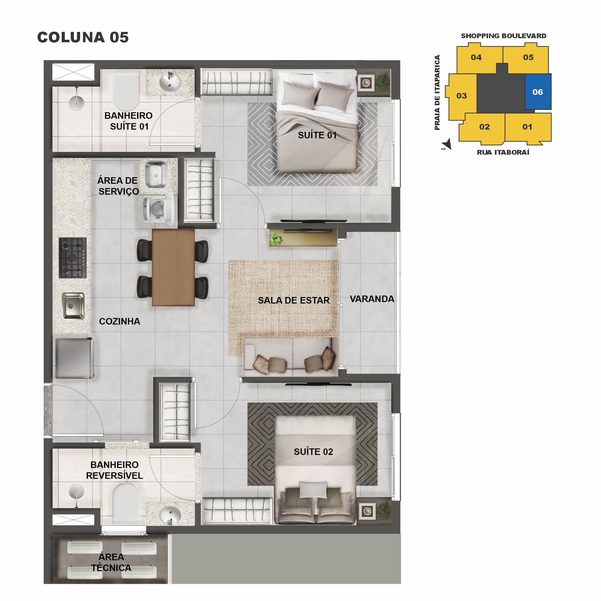 Imagem Apartamento com 3 Quartos à Venda, 80 m² em Praia de Itaparica - Vila Velha Imagem Apartamento com 3 Quartos à Venda, 80 m² em Praia de Itaparica - Vila Velha