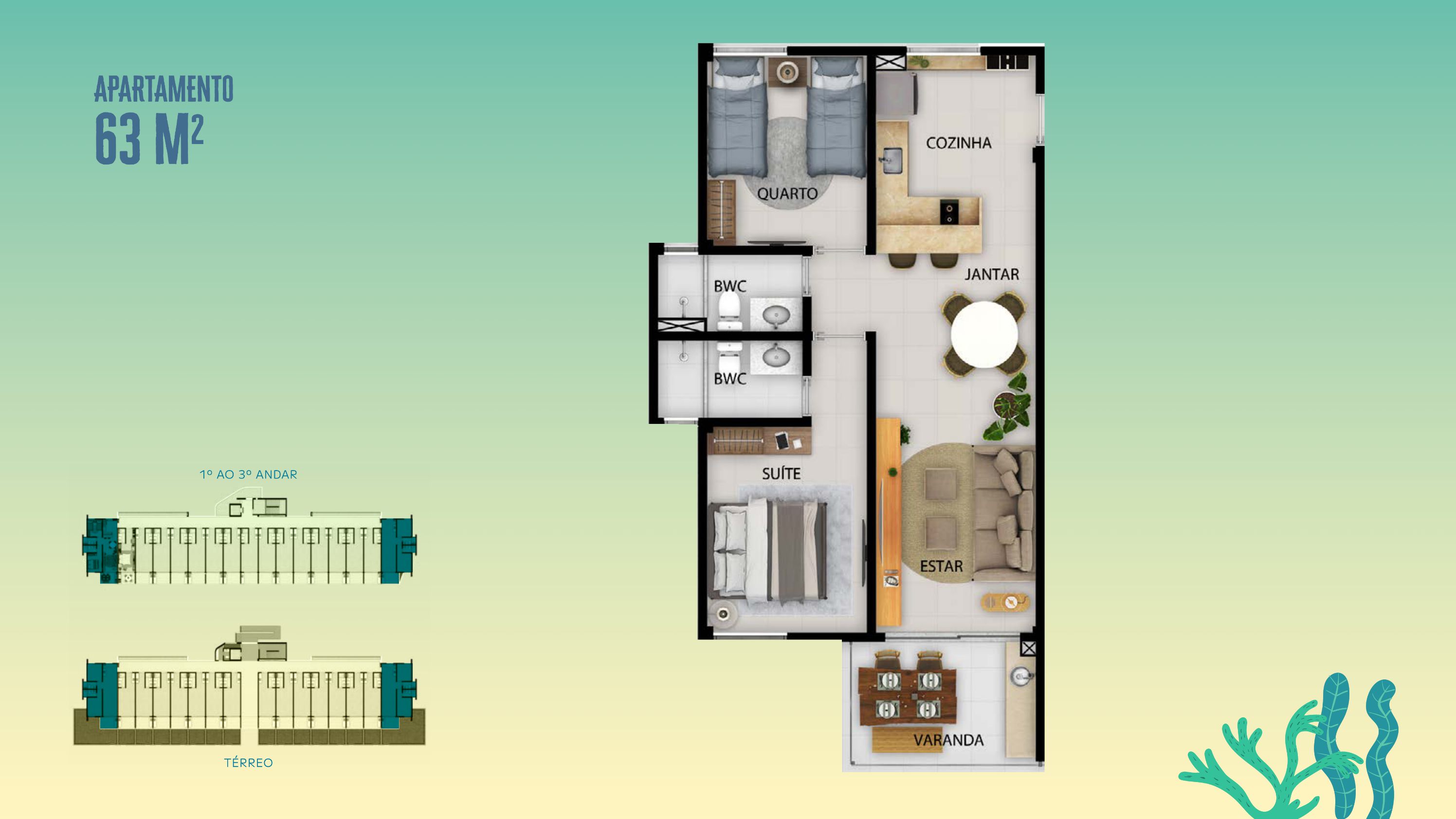 Imagem Apartamento com 2 Quartos à Venda, 63 m² em Praia Carneiros - Tamandaré