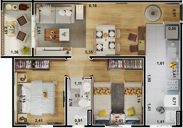 Imagem Apartamento com 2 Quartos à Venda, 50 m² em Jardim Record - Taboão da Serra