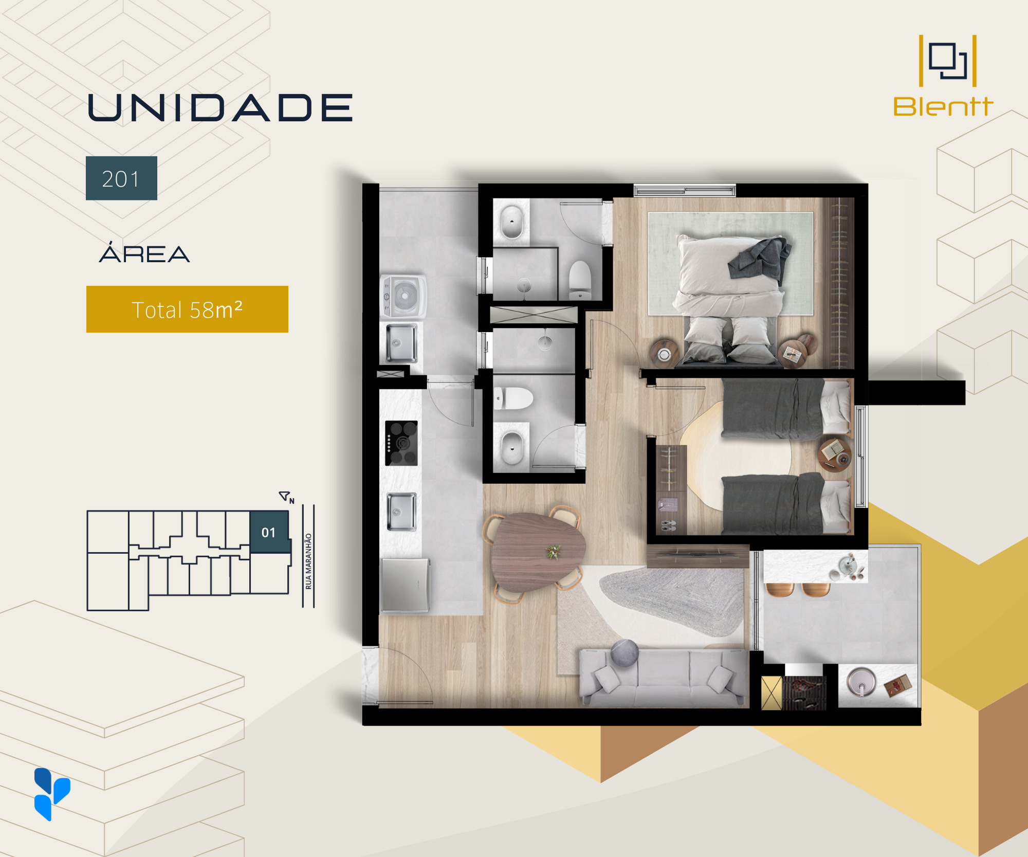 Imagem Apartamento com 2 Quartos à Venda, 58 m²em Portão - Curitiba