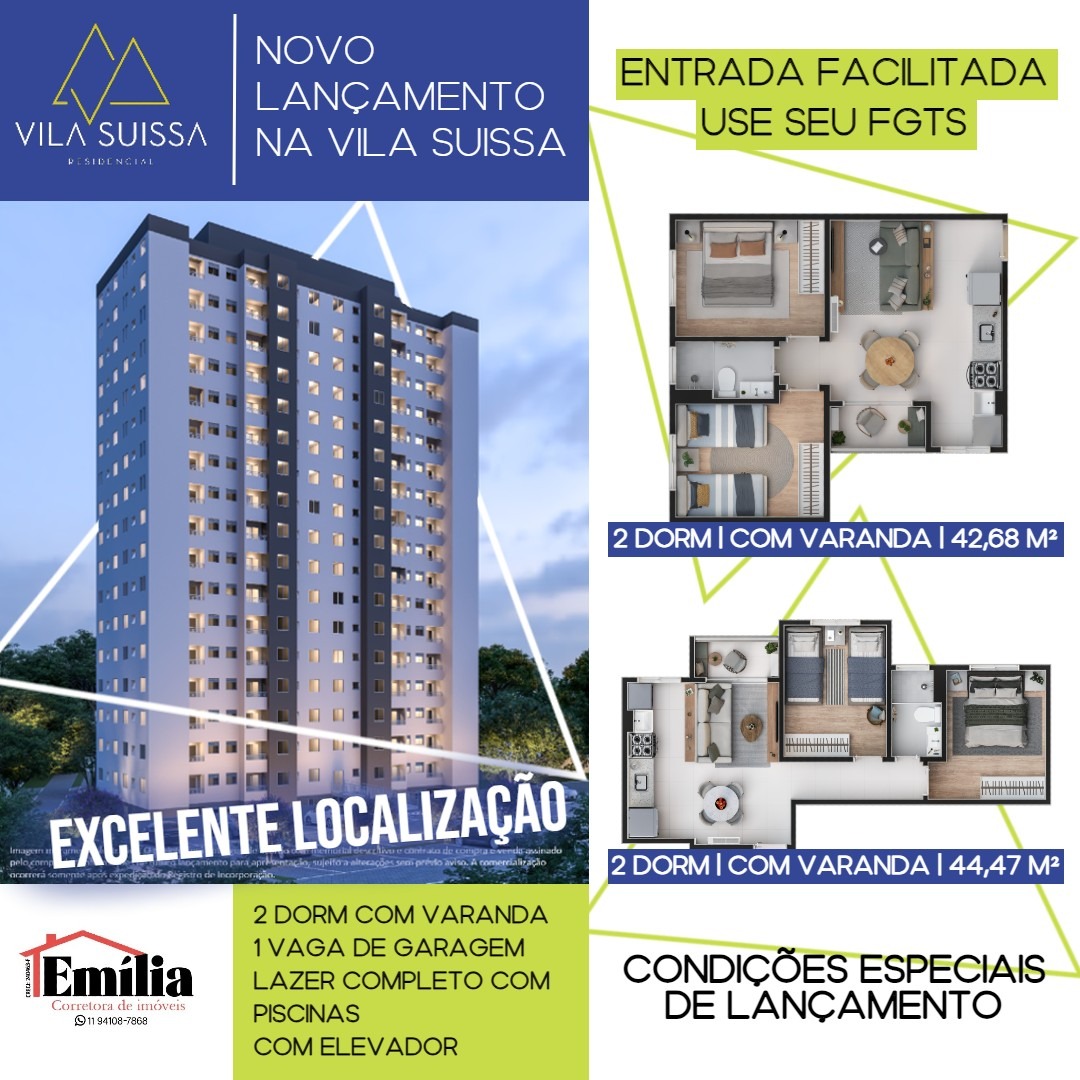 Imagem Apartamento com 2 Quartos à Venda, 44 m²em Vila Suissa - Mogi das Cruzes